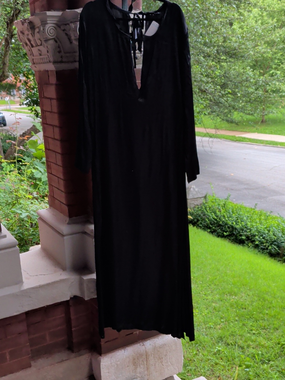 Nwt $922 Ann Demeulemeester Black Long Sleeve Dress with Tie Neck Detail